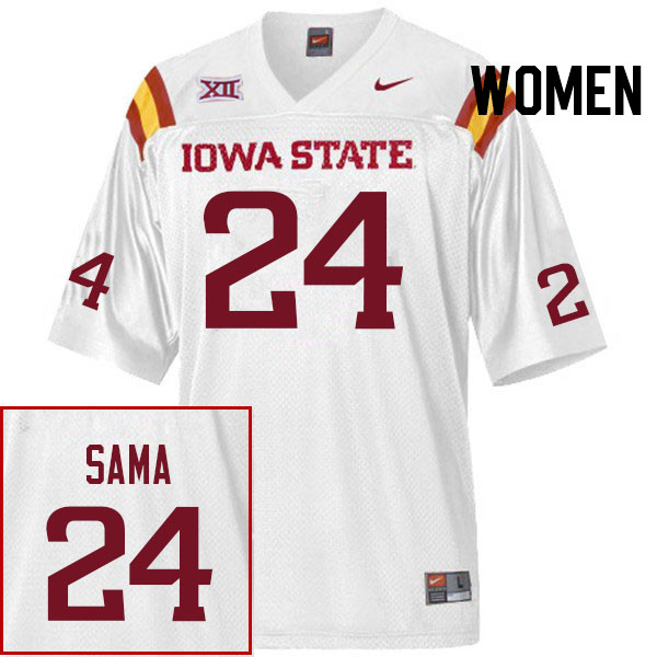 Women #24 Abu Sama Iowa State Cyclones College Football Jerseys Stitched Sale-White
